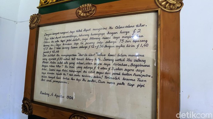 Surat RA Kartini untuk sahabat penanya Rosita Manuela Abendanon di Museum RA Kartini Rembang. Foto diunggah Senin (21/4/2025).