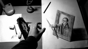 Bermula saat ia sedang menggambar kupu-kupu dengan berbaring di tempat tidurnya, ia menyadari bahwa gambarnya tersebut menampilkan pemandangan yang berbeda. Foto: Instagram/fredosis.art