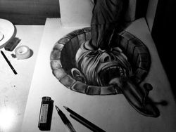 Terpukau Lukisan 3 Dimensi Cuma Pakai Pensil, Keren Tapi Menyeramkan