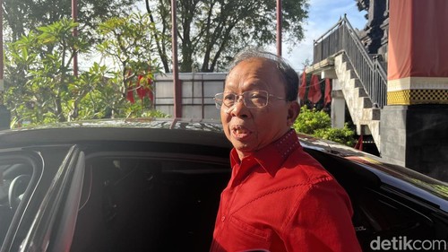 Gubernur Bali Wayan Koster saat ditemui di kantor DPD PDIP Bali, Senin (21/4/2025).