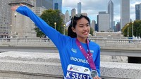 Putri Alya Rohali, Namira Adjani berhasil menyelesaikan Boston Marathon degan waktu finish 4 jam 17 menit 55 detik. Foto: dok. Instagram Namira Adjani