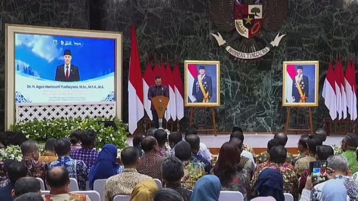 AHY saat paparan di Balai Kota Jakarta (Belia/detikcom)