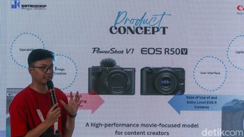 Adapun harga Canon EOS R50V Body Only Rp 12.999.000, Lens RF-S14-30mm IS STM PZ Rp 16.999.000, RF-S14-30mm f/4-6.3 IS STM PZ Rp 7.299.000 dan PowerShot V1 Rp 17.499.000  