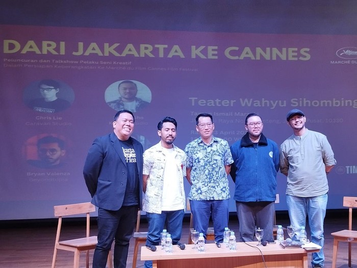 Launching Dari Jakarta ke Cannes yang digelar di TIM, Jakarta Pusat, pada Rabu (23/4/2025).