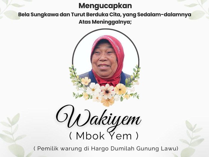 Mbok Yem meninggal dunia
