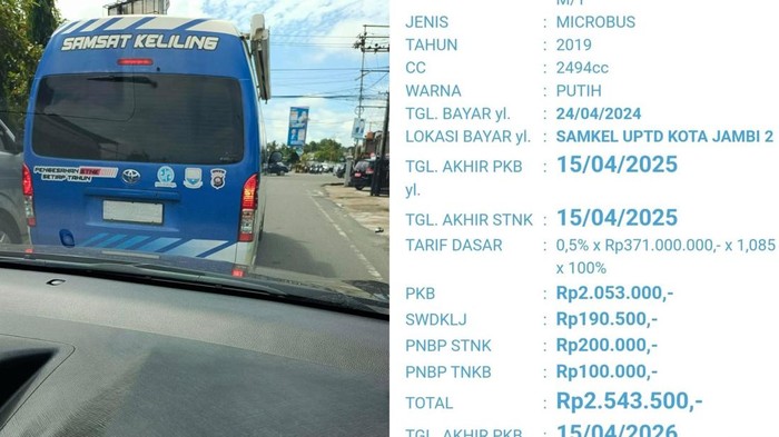 Mobil dinas Samsat Kota Jambi viral karena telat bayar pajak.
