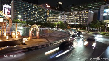 Menjajal mengambil foto long exposure menggunakan Pro Mode di Galaxy A56. Foto: Virgina Maulita Putri/detikINET