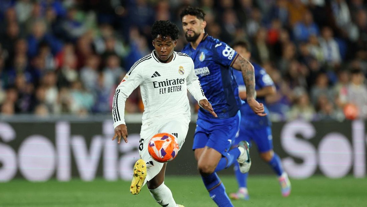 Endrick gagal mencetak gol ke gawang Getafe. Foto: REUTERS/Isabel Infantes