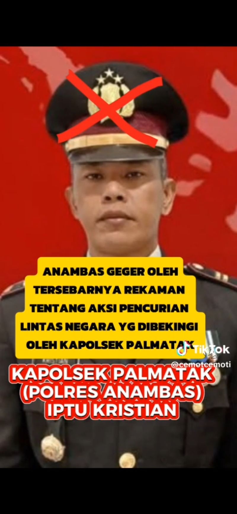 Tangkapan Layar video viral oknum Kapolsek Palmatak disebut membekingi pencurian yang dilakukan Warga Anambas. (Istimewa)