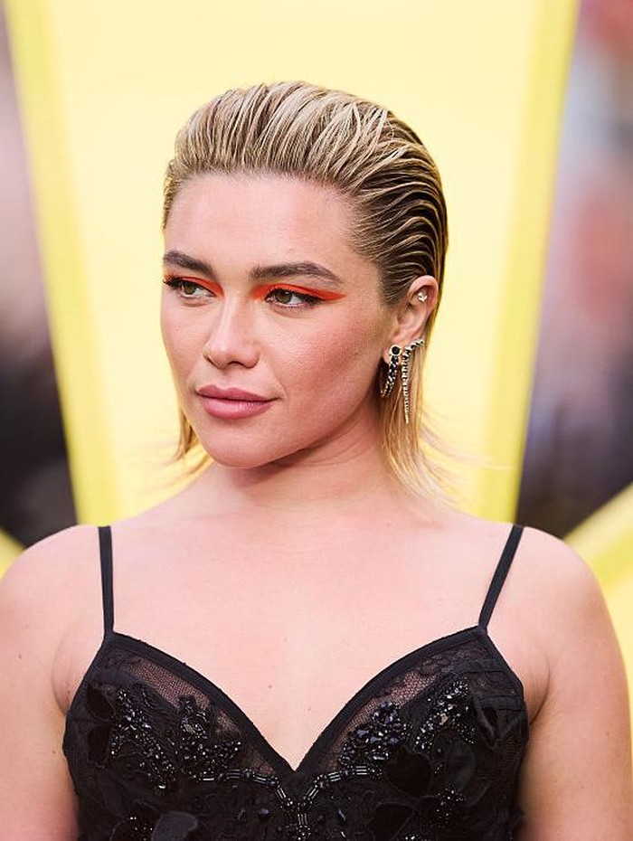 Florence Pugh di Premier Thunderbolts LONDON, ENGLAND - APRIL 22: Florence Pugh attends the Thunderbolts* UK Special Screening at Cineworld Leicester Square on April 22, 2025 in London, England. (Photo by Gareth Cattermole/Getty Images)