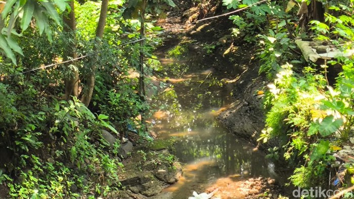 Kondisi sungai bekas tumpahan minyak di Argasunya sekarang.