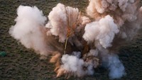 The Soyuz MS-26 space capsule carrying the International Space Station (ISS) crew of NASA astronaut Don Pettit, Roscosmos cosmonauts Alexei Ovchinin and Ivan Vagner lands in a remote area near Zhezkazgan, Kazakhstan April 20, 2025. Roscosmos/Ivan Timoshenko/Handout via REUTERS ATTENTION EDITORS - THIS IMAGE HAS BEEN SUPPLIED BY A THIRD PARTY. MANDATORY CREDIT.