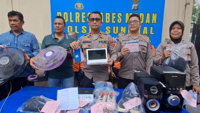 Polsek Sunggal saat merilis kasus pencurian di rumah TNI-Polri. (Dok. Polsek Sunggal)