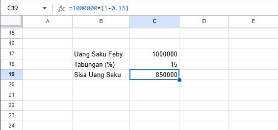 Ilustrasi penggunaan rumus di aplikasi Excel.