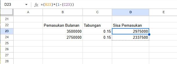 Ilustrasi penggunaan rumus di aplikasi Excel.