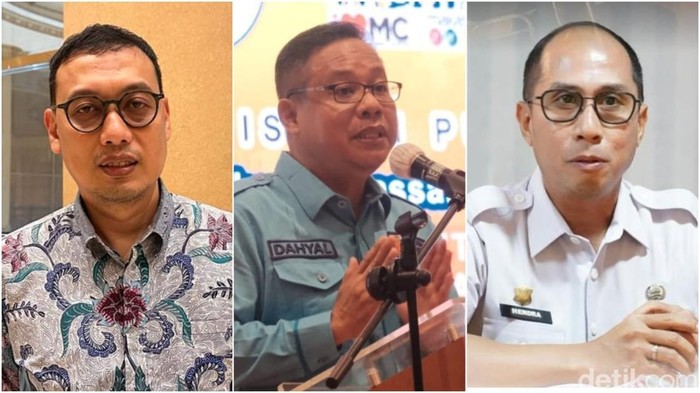 Calon Sekda Makassar (dari kiri ke kanan): Kepala Bappeda Makassar Zulkifli Nanda, Sekretaris DPRD Makassar Dahyal dan Kepala BPBD Makassar Achmad Hendra Hakamuddin.