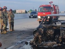 Mercy Bernopol B1TTA Terbakar di Tol Jogja-Solo Klaten, Warga Dengar Ledakan