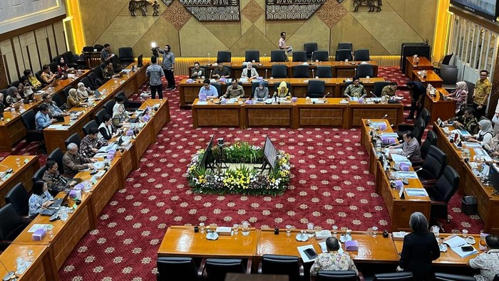 Menteri Kesehatan (Menkes) Budi Gunadi Sadikin saat rapat kerja bersama Komisi IX DPR di kompleks parlemen, Senayan, Jakarta Pusat, Selasa (29/4/2025).