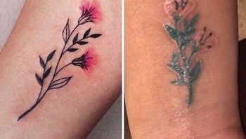 Dua tato yang berbeda tapi konsepnya sama. Foto: Coffin_Nail via Bored Panda