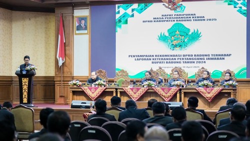 Penyampaian rekomendasi terhadap Laporan Keterangan Pertanggungjawaban (LKPJ) Bupati Badung Tahun Anggaran 2024, Rabu (30/4/2025). (IST)