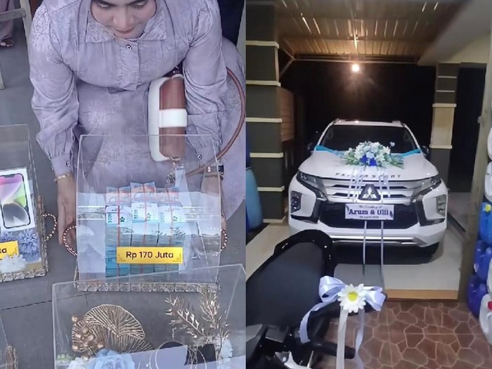 Seserahan pernikahan viral di Kudus, ada mobil, motor, uang tunai hingga emas.