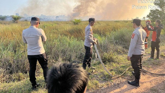Kebakaran karhutla di Ogan Ilir, petugas gabungan berusaha memadamkan api