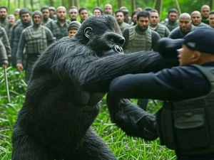 Viral Gorilla vs 100 Manusia, Siapa yang Menang?