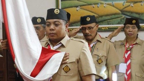 I Gusti Bagus Adi Widhya Utama alias Ngurah Bem terpilih sebagai Ketua Kwartir Cabang (Ka Kwarcab) Gerakan Pramuka Gianyar periode 2025-2030, Rabu (30/4/2025). (Dok. Pemkab Gianyar)