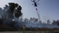 Kebakaran di perbukitan Yerusalem meletus pada Rabu pagi. Dipicu oleh suhu tinggi dan angin kencang, api menyebar dengan cepat melalui daerah berhutan, menghanguskan lebih dari 20 kilometer persegi lahan. REUTERS/Ronen Zvulun