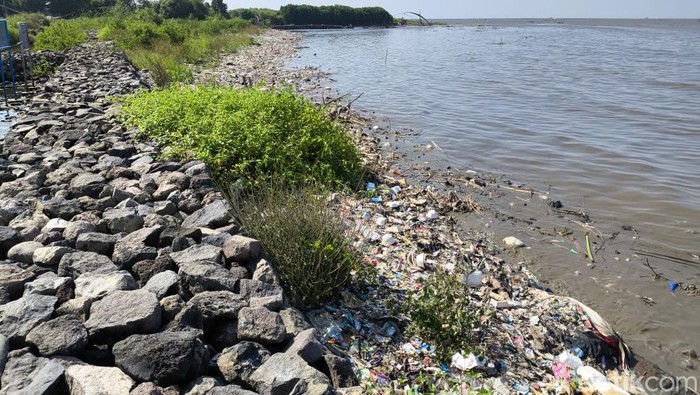 Sampah di bibir Pantai Kesenden Cirebon