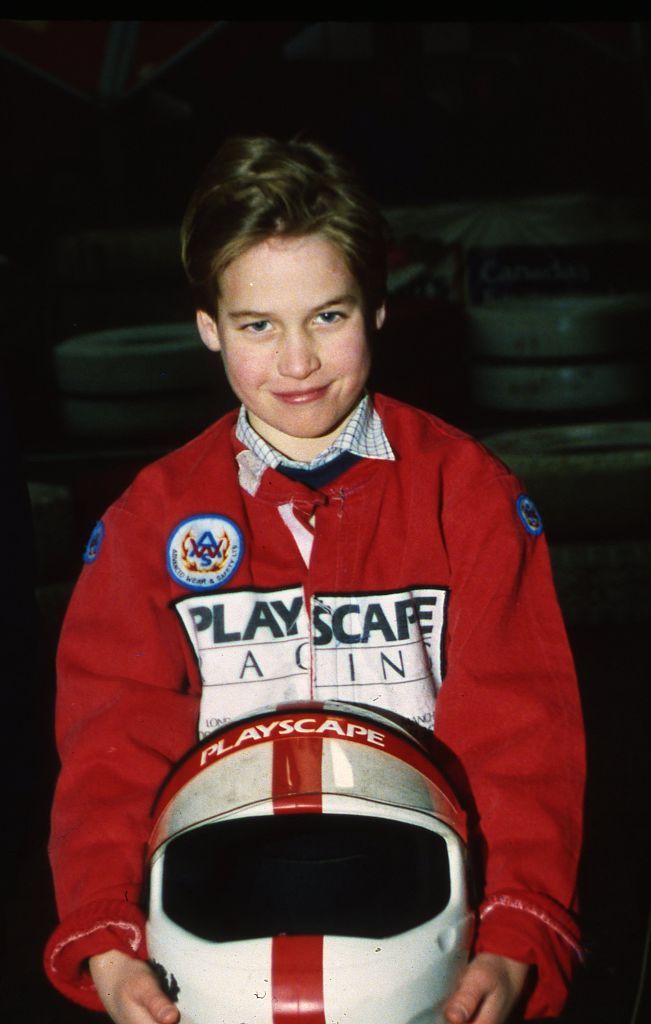 CHATHAM , UNITED KINGDOM - AUGUST 01:  A young Prince William goes karting at Buckmore Park 'Playscape' on August 01, 1992 in Chatham, England. (Photo by Anwar Hussein/Getty Images)