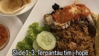Kalau ini foto tim J-Hope langsung pesan mie sampai nasi goreng ketika mereka mendarat di Jakarta. Foto: Instagram @urarmyhope/Site