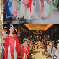 Saat berada di Shanghai calon istri Maxime Bouttier itu juga tampak berdandan bak wanita Tiongkok dengan mengenakan pakaian tradisional di sana. Luna memilih pakaian warna merah terang lengkap dengan hiasan kepala khas wanita Tiongkok. Foto: Instagram/@lunamaya