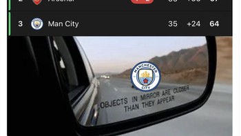 Manchester City kini semakin mendekat dengan selisih hanya 3 poin. Foto: X.com