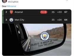 Meme Kocak Arsenal Terancam Longsor dan Disalip City
