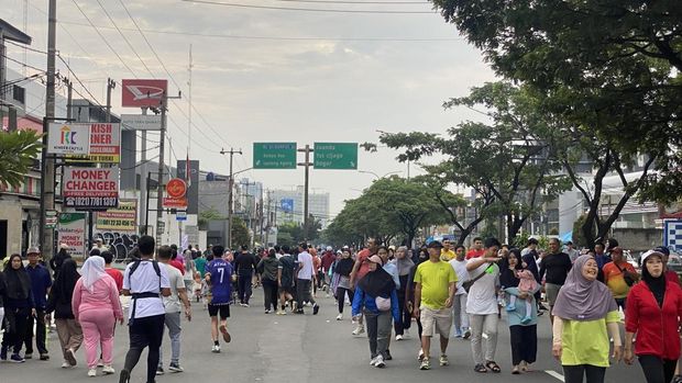 Suasana car free day (CFD) perdana di Jalan Margonda Raya, Depok hari ini, Minggu (4/52025). (Devi/detikcom)