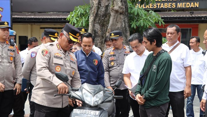 Konferensi pers kasus pencurian di Medan selama April 2025 (dok istimewa)