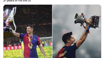 Sebagai perbandingan, Lewandowski tahun ini meraih trofi lebih banyak dari Harry Kane untuk menambah koleksinya. Foto: X.com