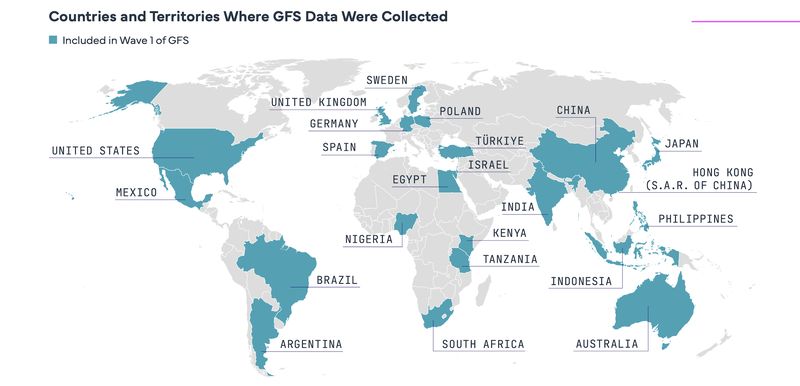Negara dan wilayah tempat data GFS dikumpulkan