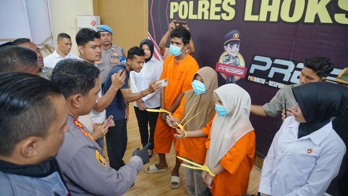 Tiga orang diduga terlibat praktik prostitusi online ditangkap polisi di Lhokseumawe. (dok Polres Lhokseumawe)