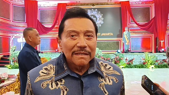 Eks Kepala BIN AM Hendropriyono di Kraton Majapahit, Jakarta Timur, Selasa (6/5/2025).