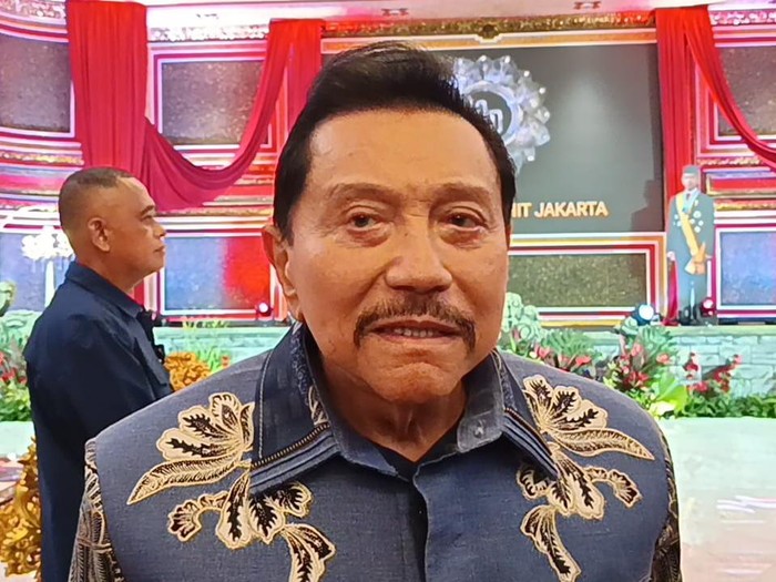 Eks Kepala BIN AM Hendropriyono di Kraton Majapahit, Jakarta Timur, Selasa (6/5/2025)
