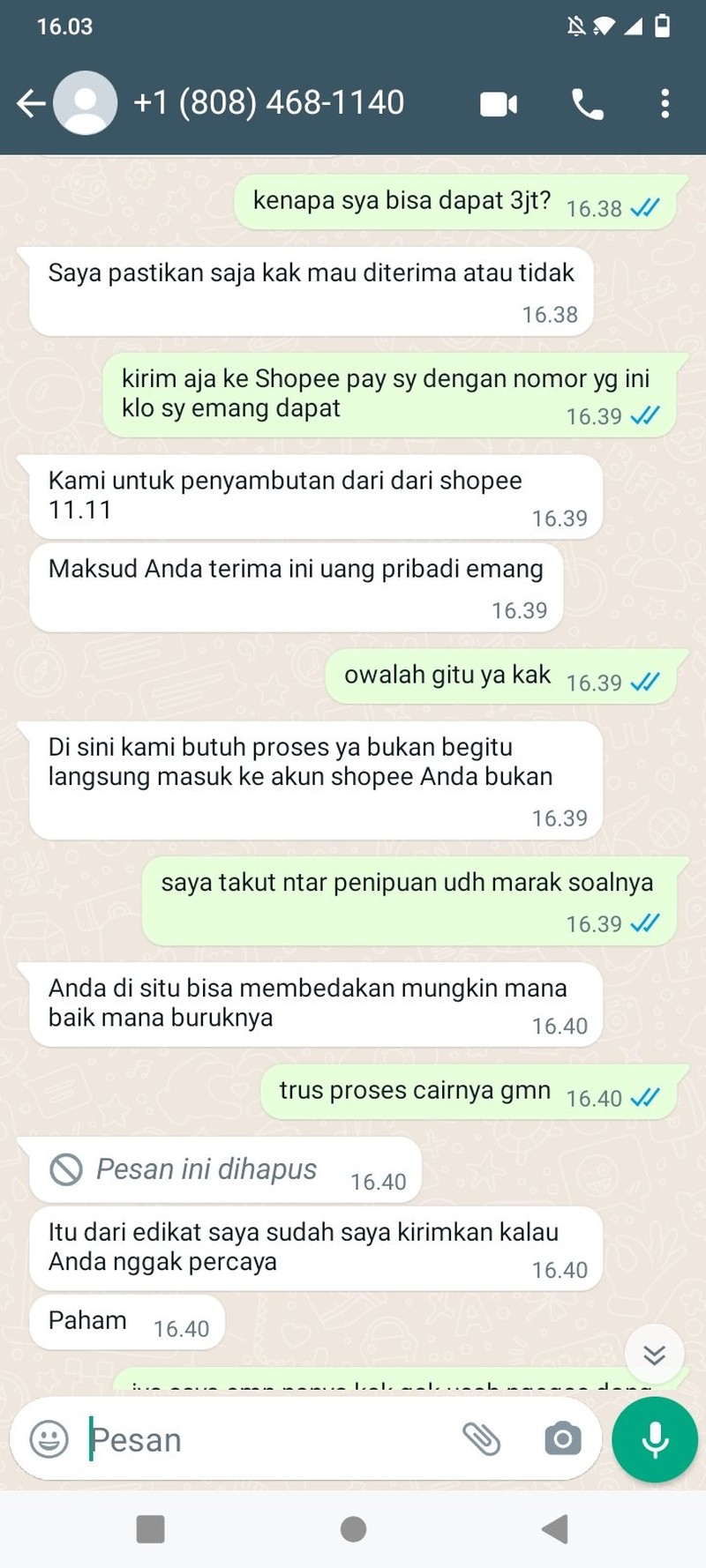 Chat Penipu Gagal Nipu, Isinya Kocak-kocak Banget Dah