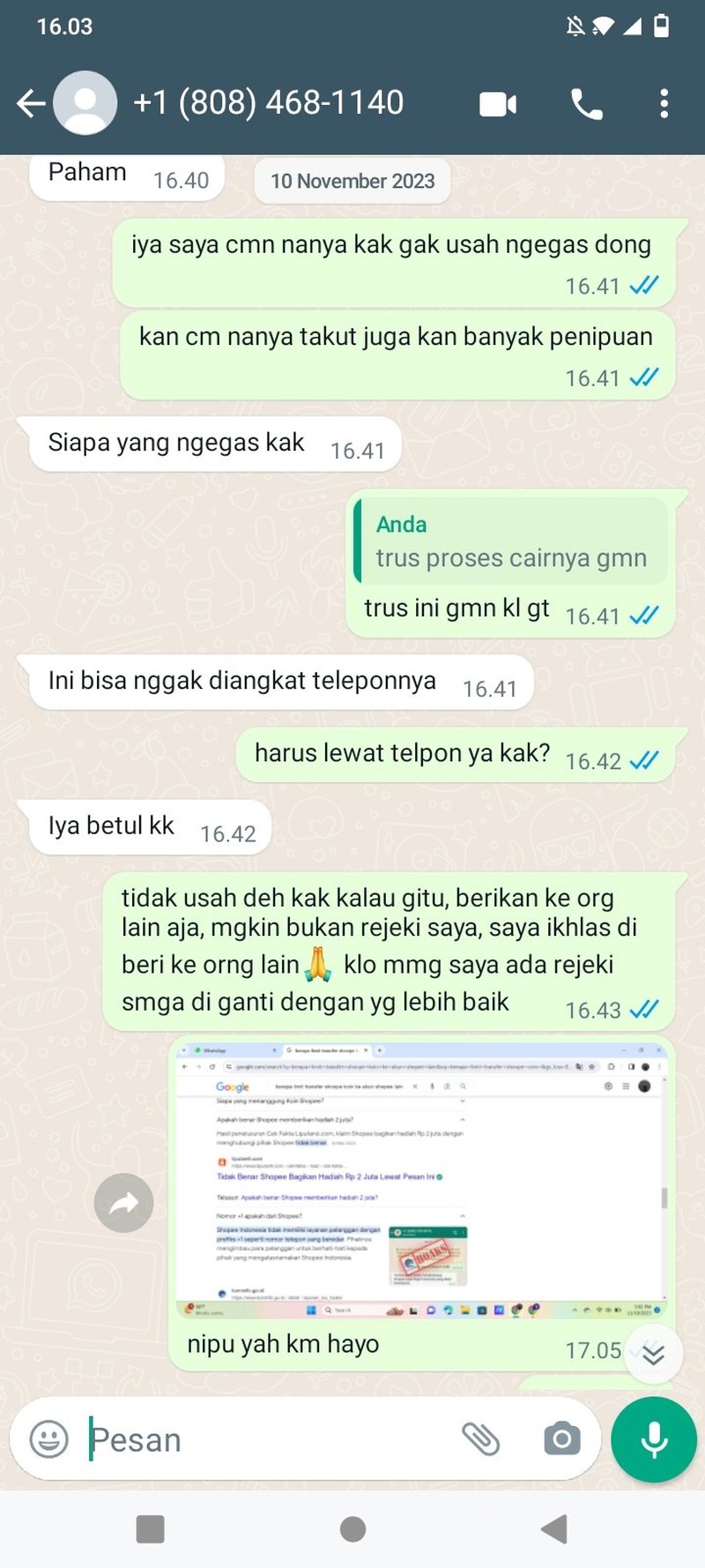 Chat Penipu Gagal Nipu, Isinya Kocak-kocak Banget Dah