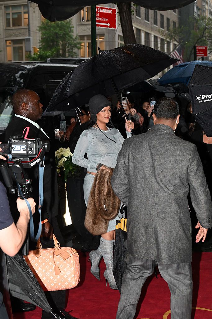 Rihanna at The Carlyle Hotel before the 2025 Met Gala: 