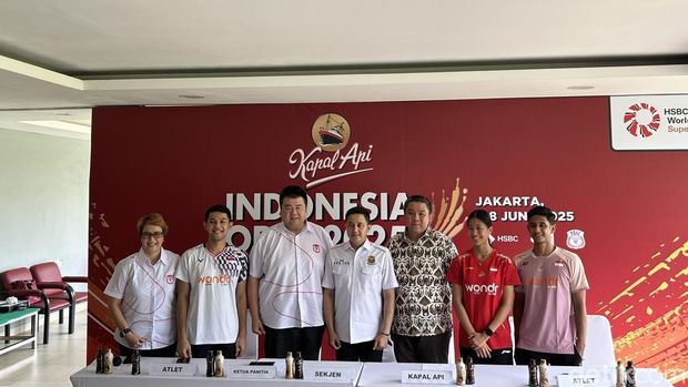 Acara jumpa pers jelang Indonesia Open 2025 di Jakarta, Rabu (7/5/2025).
