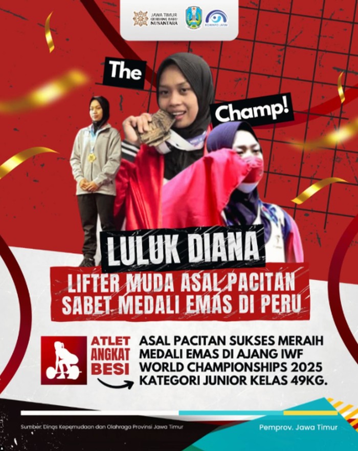 Luluk Diana, atlet angkat besi asal Pacitan menjadi juara dunia 2025.