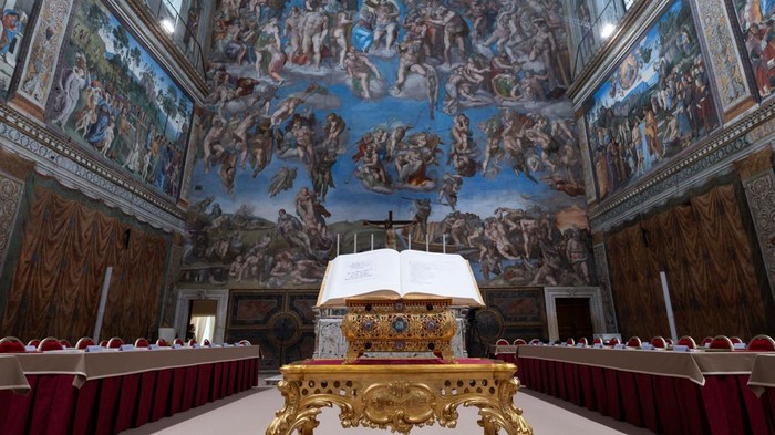 A view of the Sistine Chapel ahead of the conclave to elect the next pope at the Vatican, May 6, 2025. Vatican Media/Handout via REUTERS THIS IMAGE HAS BEEN SUPPLIED BY A THIRD PARTY