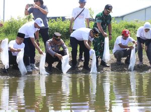 Hari Pers Nasional di Bojonegoro Digelar dengan Tanam dan Tabur Benih Ikan