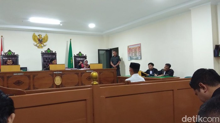 Sidang kasus uang palsu di Pengadilan Negeri (PN) Sungguminasa, Kabupaten Gowa.